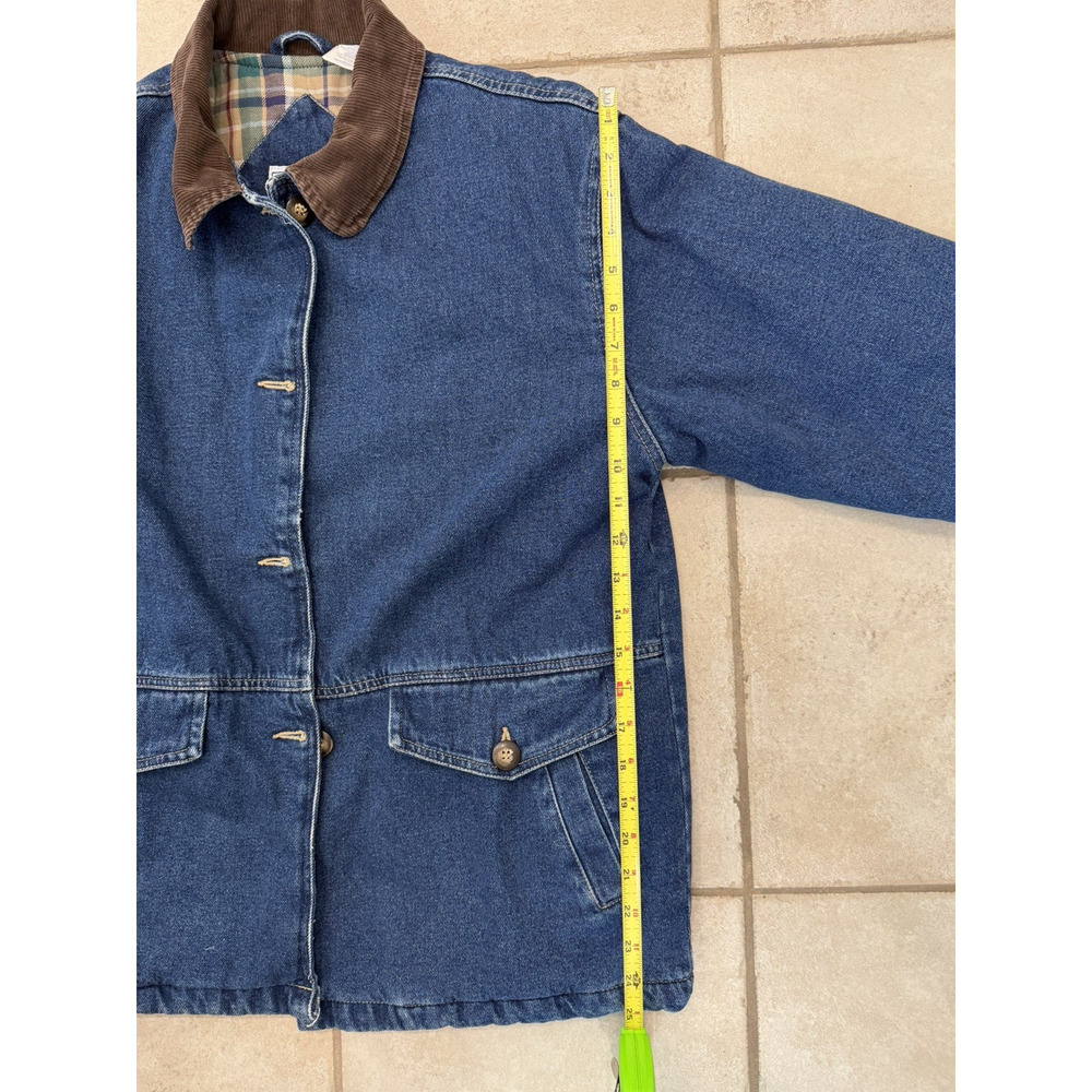 VTG Arizona Jean Co. Flannel Lined Jean Jacket Corduroy Collar - Girls Sz. 14.5 - Picture 8 of 12